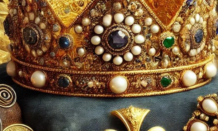 Středověký poklad, Środa Śląska, Zlatá koruna, Archeologický nález, Šperky evropské královské rodiny, poklad